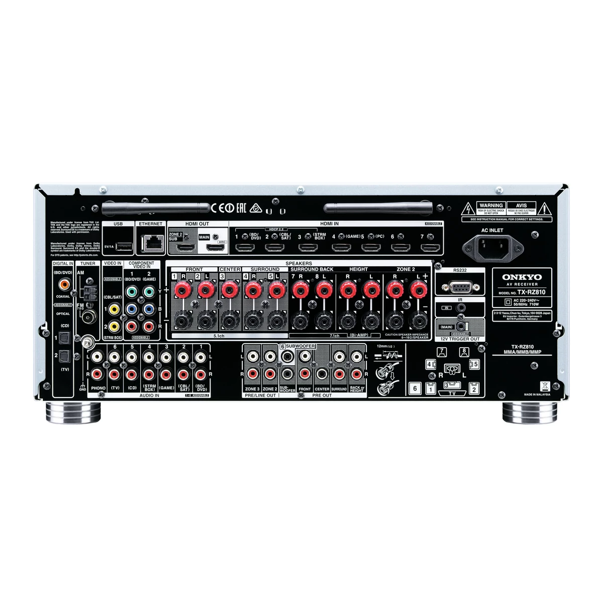 Onkyo TX-RZ810 7.2 hálózatképes UHD házimozi erősítő, Fekete