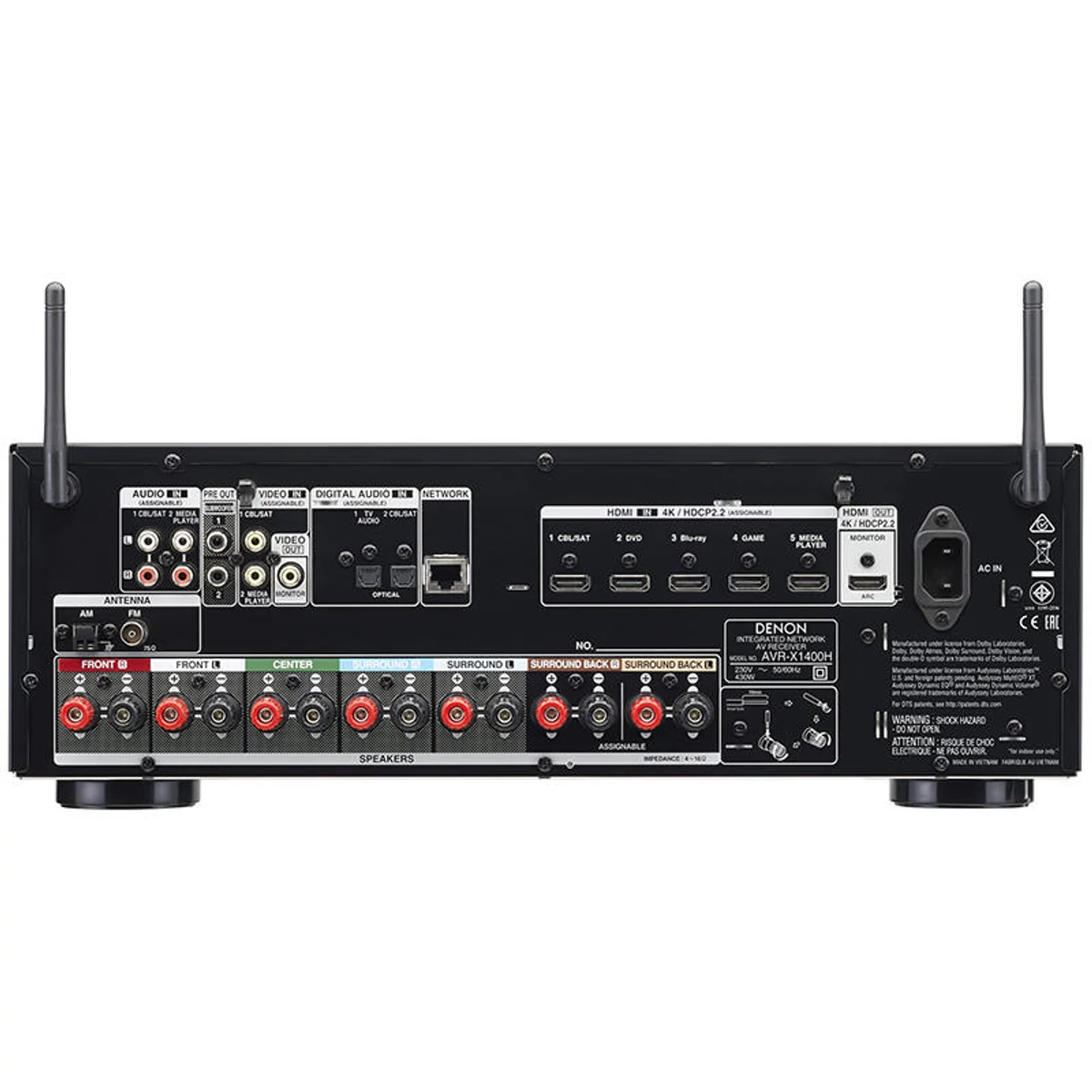 Denon AVR-X1400H 7.2 HD AV erősítő Dolby Atmos, DTS X hangzással