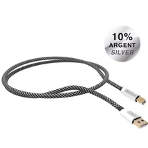 NorStone Jura USB A-B ezüstözött összekötő kábel, 0,75 méter