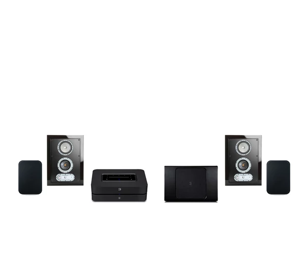 Bluesound POWERNODE + SoundFrame 1 On-Wall 4.1 házimozi szett, fekete