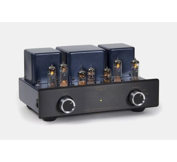 Cayin MT-12N 6P1 csöves sztereó erősítő, fekete, aluminium előlap