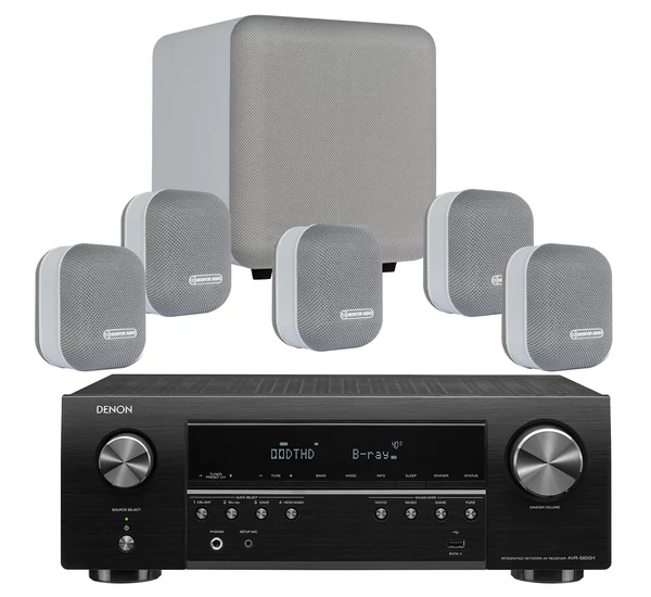 DENON AVR-S650H + MONITOR AUDIO MASS 5.1 Házimozi szett, fehér