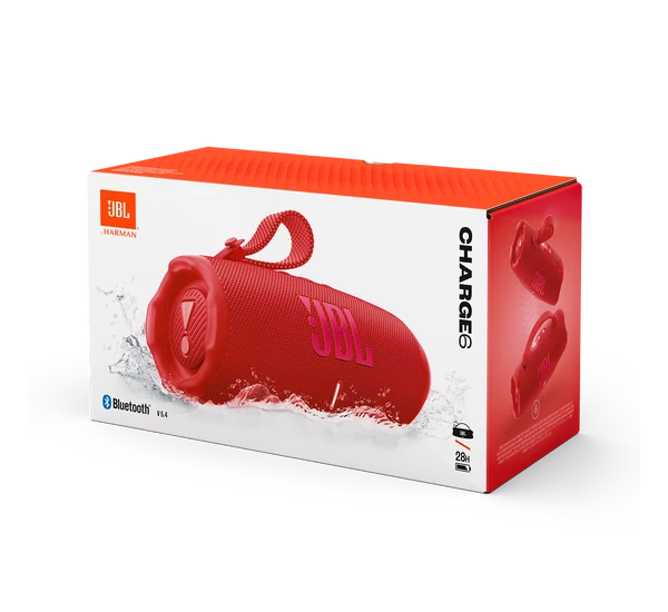 JBL Charge 6 vízálló hordozható Bluetooth hangszóró, piros