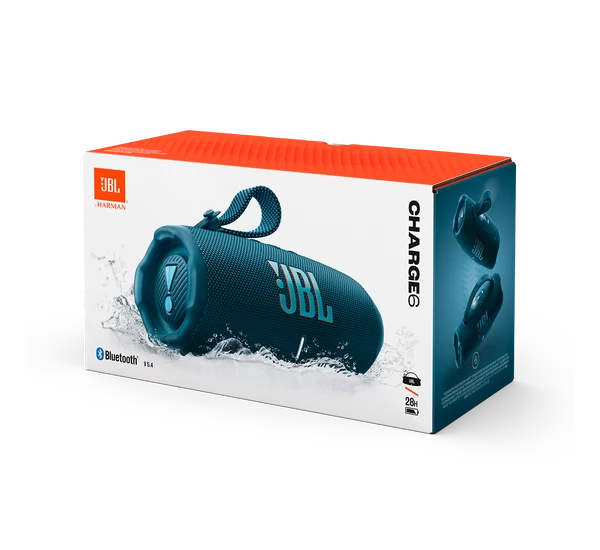 JBL CHARGE 6 vízálló hordozható Bluetooth-hangszóró, kék
