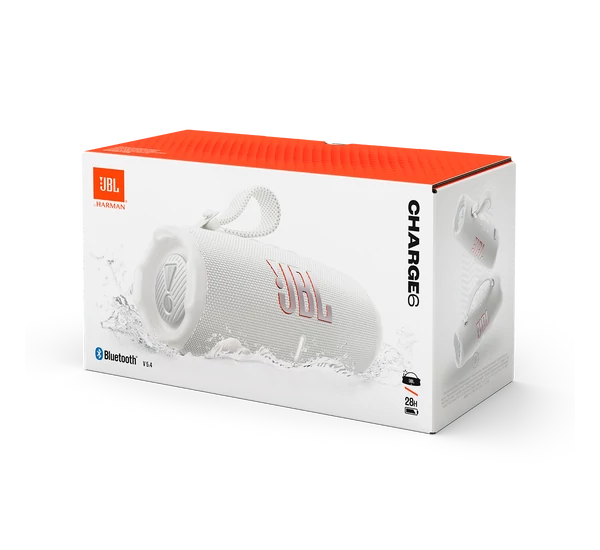 JBL CHARGE 6 vízálló hordozható Bluetooth-hangszóró, fehér