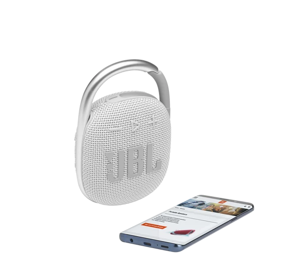 JBL Clip 4 hordozható Bluetooth hangszóró, fehér