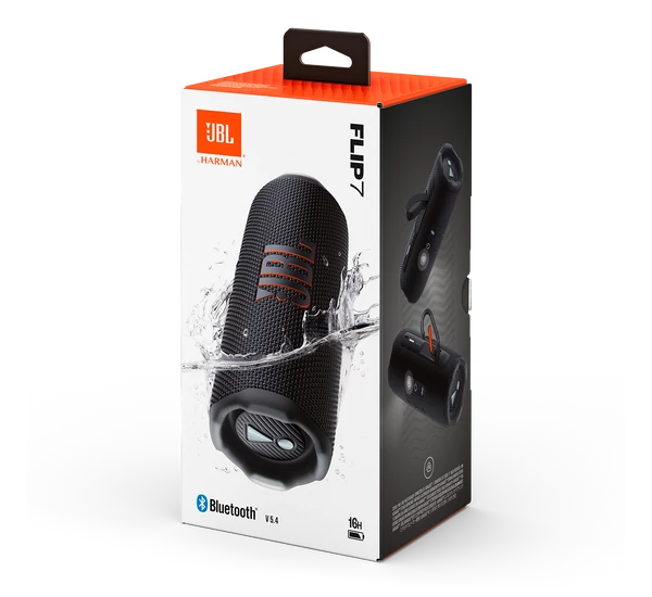 JBL Flip 7 vízálló hordozható Bluetooth hangszóró, fekete