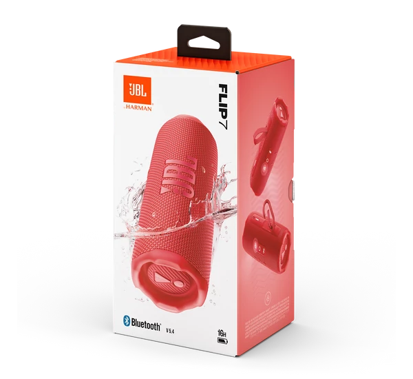 JBL Flip 7 vízálló hordozható Bluetooth hangszóró, piros