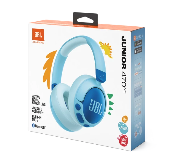 JBL Junior 470NC bluetooth-os, zajszűrős fejhallgató, kék