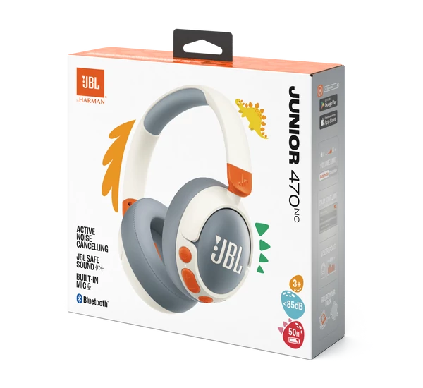 JBL Junior 470NC bluetooth-os, zajszűrős fejhallgató, fehér