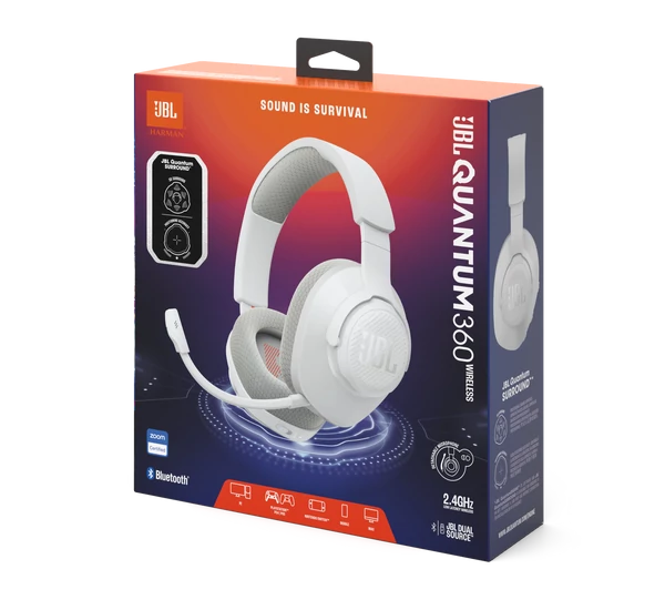 JBL Quantum 360 Gamer Vezeték nélküli fejhallgató, fehér