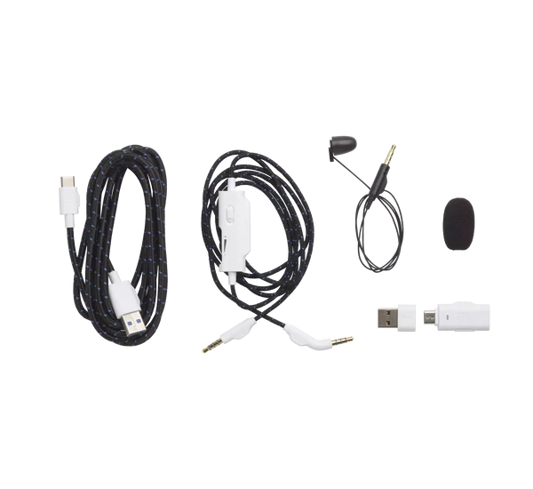 JBL Quantum 910P Gamer, zajszűrős, vezeték nélküli fejhallgató, fehér/kék