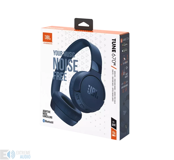 JBL Tune 670NC bluetooth-os, zajszűrős fejhallgató, kék