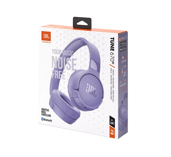 JBL TUNE 670NC Bluetooth-os, zajszűrős fejhallgató, lila