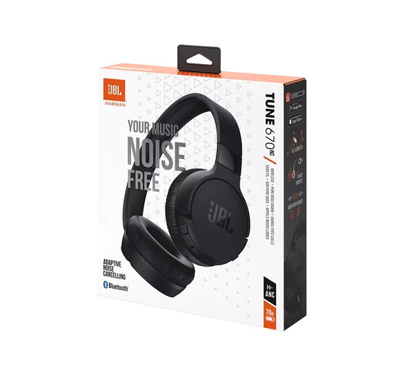 JBL Tune 670NC bluetooth-os, zajszűrős fejhallgató, fekete