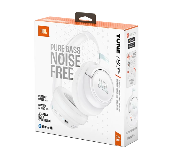 JBL TUNE 780NC Bluetooth-os fejhallgató, fehér