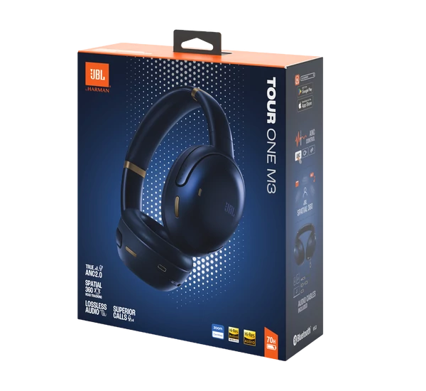 JBL TOUR ONE M3 Bluetooth-os, zajszűrős fejhallgató, kék