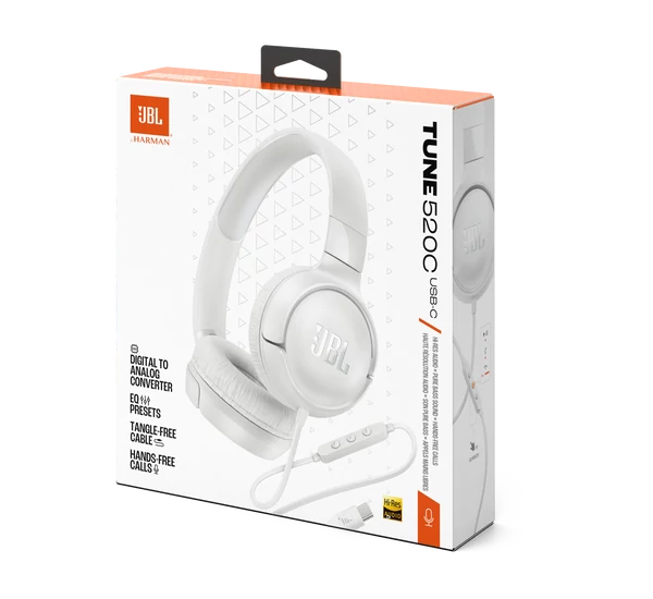 JBL TUNE 520C USB-C fejhallgató, fehér