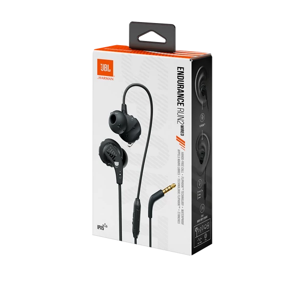 JBL Endurance RUN 2, vezetékes sport fülhallgató, fekete