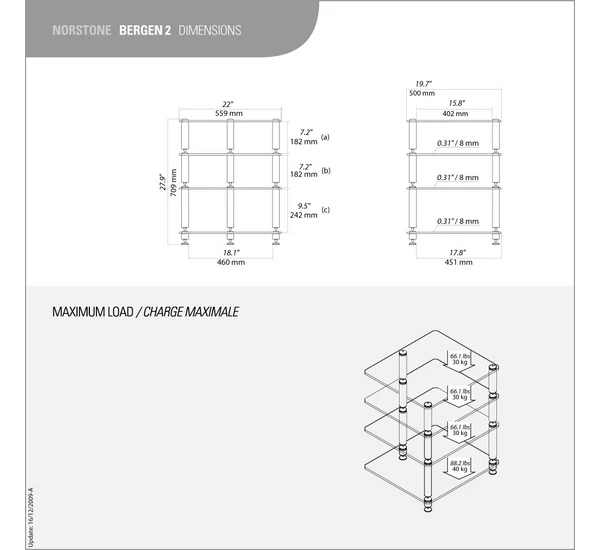 NorStone Bergen 2 HiFi állvány, fekete