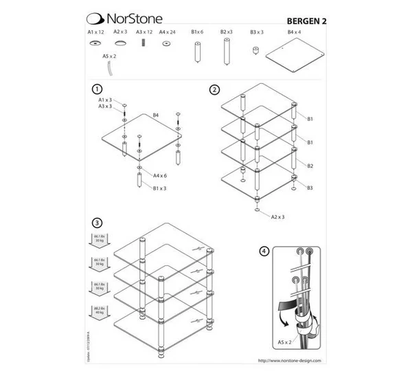 NorStone Bergen 2 HiFi állvány, fekete