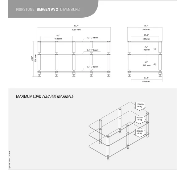 NorStone Bergen 2 A/V TV- és HiFi állvány, fekete