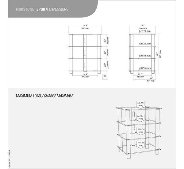 NorStone Epur 4 HiFi állvány, ezüst