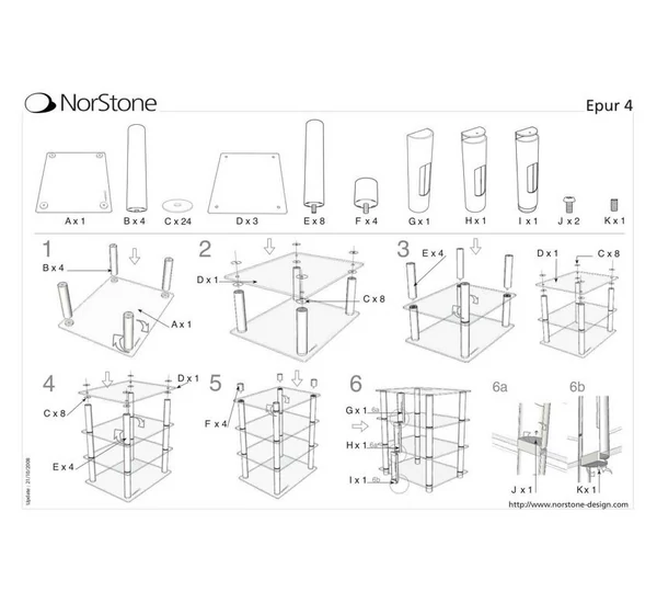 NorStone Epur 4 HiFi állvány, ezüst