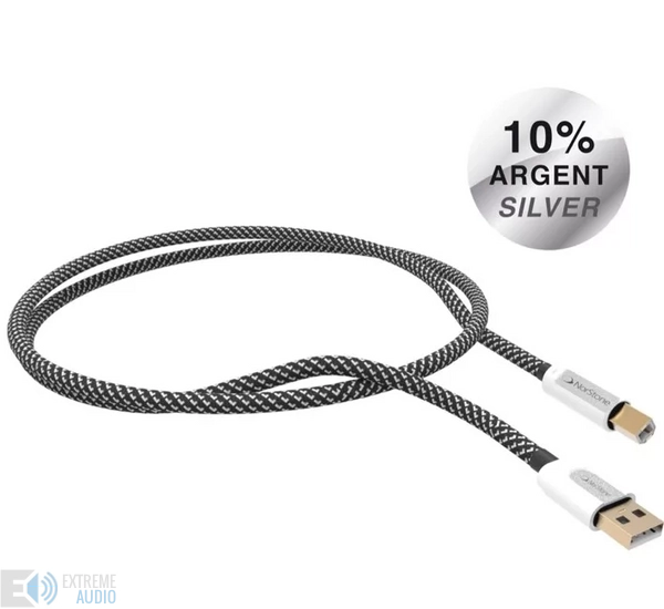 NorStone Jura USB A-B ezüstözött összekötő kábel, 0,75 méter