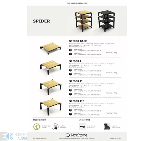 NorStone Spider 3 audiofil készüléktartó állvány, fekete