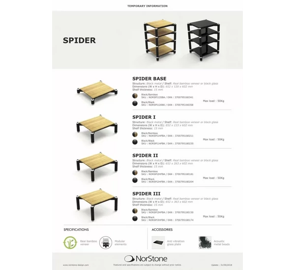 NORSTONE SPIDER 1 audiofil készüléktartó állvány, fekete