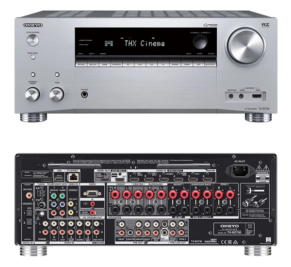 Onkyo TX-RZ730 7.2 hálózatképes UHD házimozi erősítő, ezüst