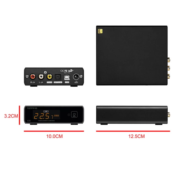 TOPPING E30 asztali DAC (32bit 768kHz DSD512), fekete