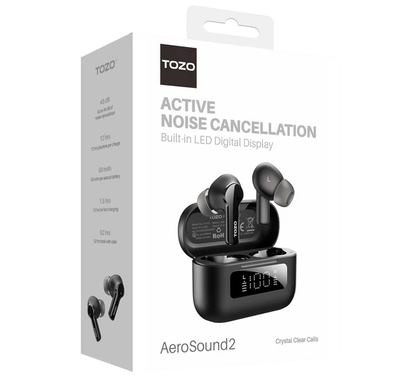 TOZO AEROSOUND2 NC TWS fülhallgató, fekete