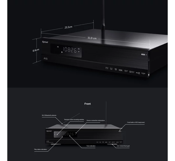 Egreat A10 (V2) 4K, HDR médialejátszó
