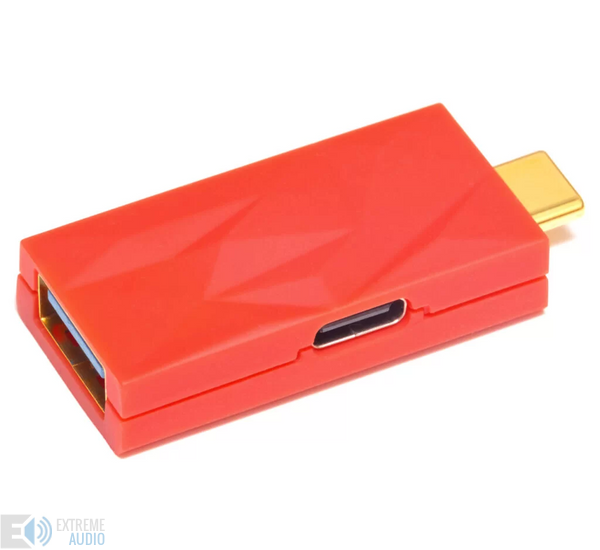 iFi Audio iDefender+ USB-C -> USB 3.0 A M/F aktív zavarszűrő, piros
