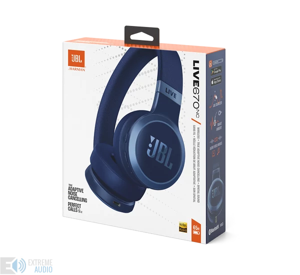 JBL Live 670NC Bluetooth fejhallgató, kék