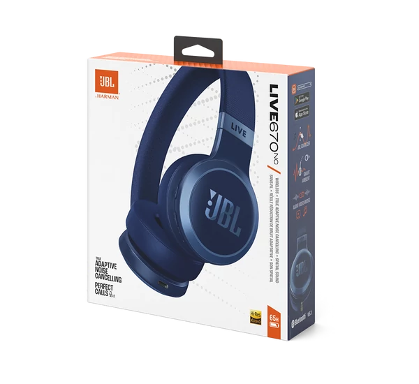 JBL Live 670NC Bluetooth fejhallgató, kék