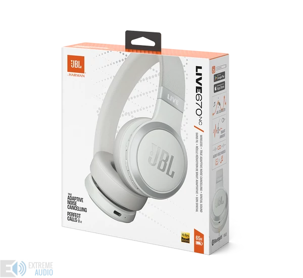 JBL Live 670NC Bluetooth fejhallgató, fehér