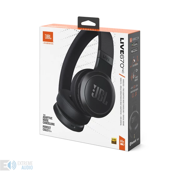 JBL Live 670NC Bluetooth fejhallgató, fekete