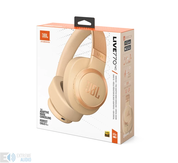 JBL Live 770NC Bluetooth fejhallgató, bézs