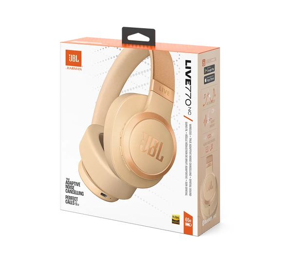JBL Live 770NC Bluetooth fejhallgató, bézs