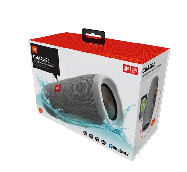 JBL Charge 3 vízálló, Bluetooth hangszóró szürke