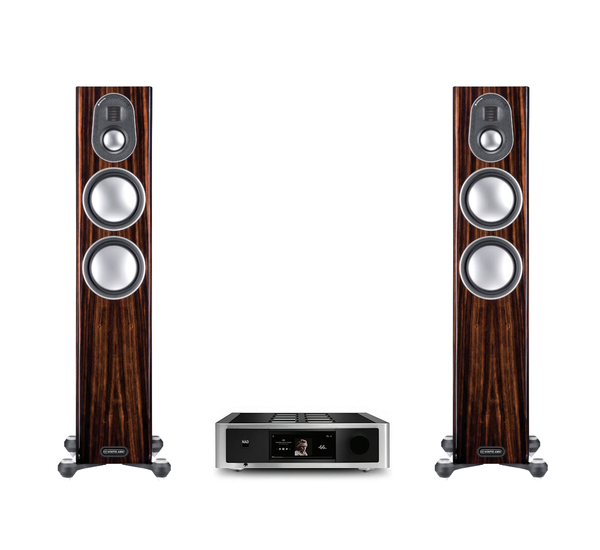 NAD M33 + Monitor Audio Gold 200 (5G), zongoralakk fekete faerezettel sztereó szett