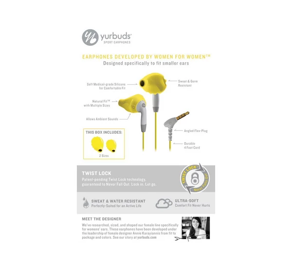 Yurbuds 10121 Inspire for Women citromsárga Sport fülhallgató